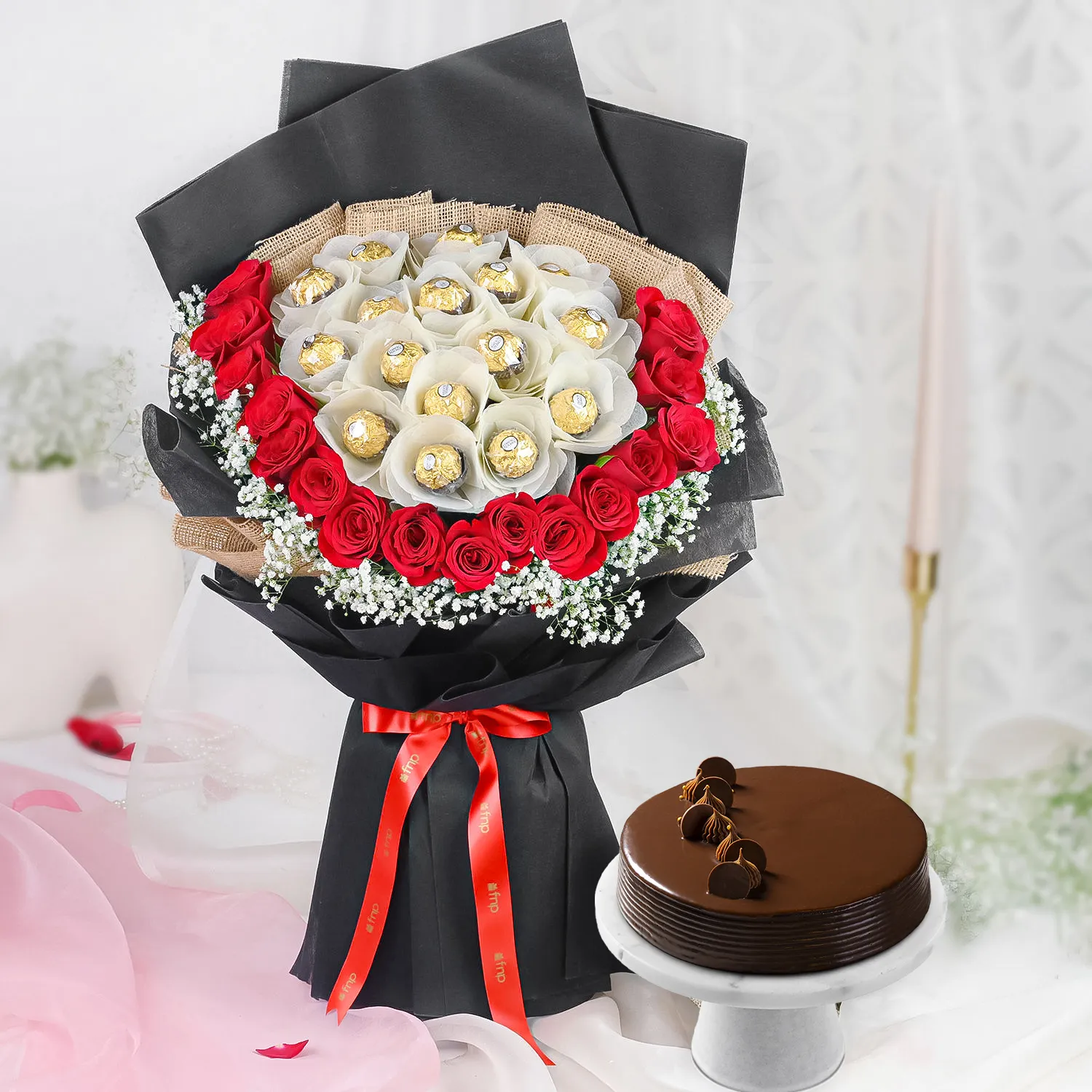 Red Roses & Chocolate Truffle Combo